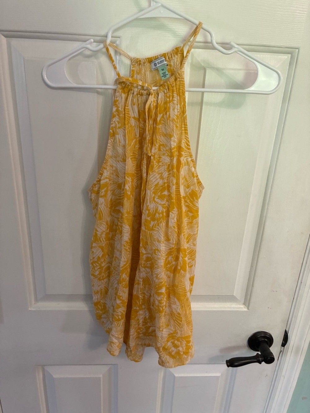 Susina Yellow and White Floral Halter Top